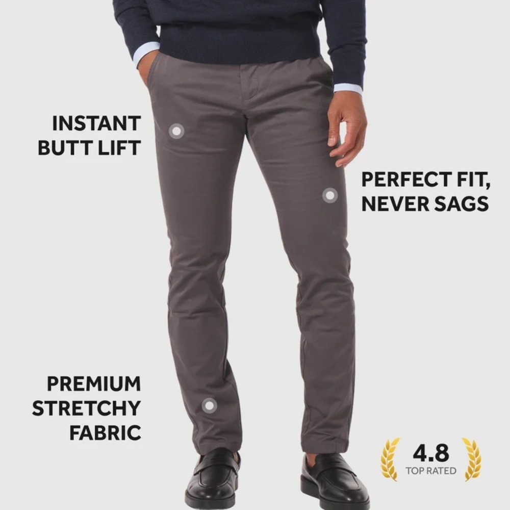 Perk Feel Good Chino Pants Mens 32 x 32‎ Dark Gray Flat Front Tapered Slim Fit